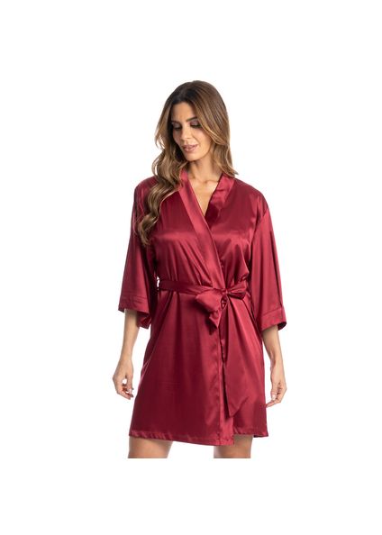 Robe Feminino Curto Em Cetim Violeta Vermelho - Imagem 1