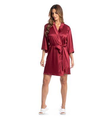 Robe Feminino Curto Em Cetim Violeta - Imagem 3 - Mobile