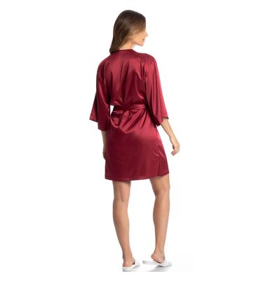 Robe Feminino Curto Em Cetim Violeta - Imagem 4 - Mobile