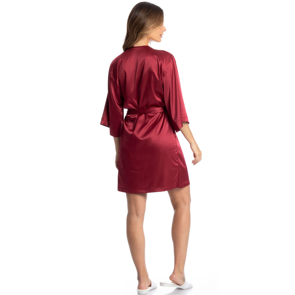 Robe Feminino Curto Em Cetim Violeta - Imagem 4 - Mobile