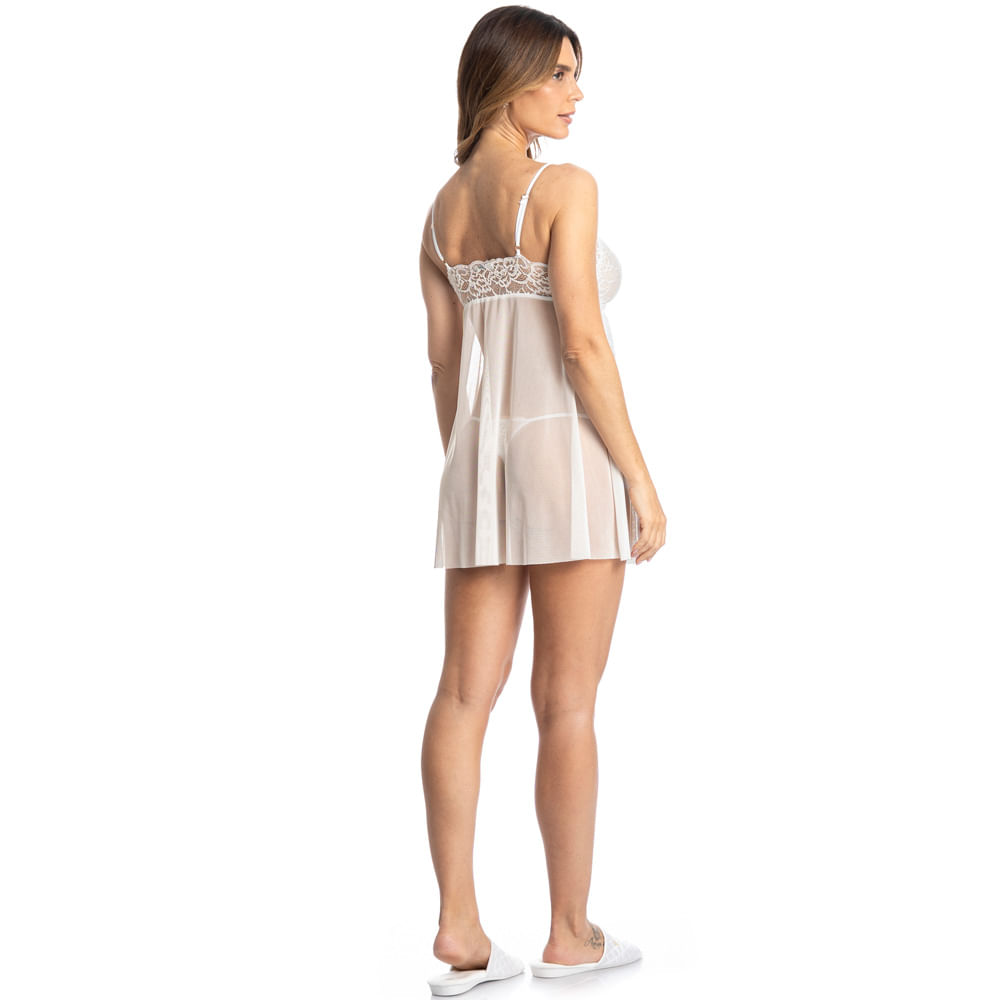 Camisola Em Tule Com Calcinha Violeta - Imagem 4 - Mobile