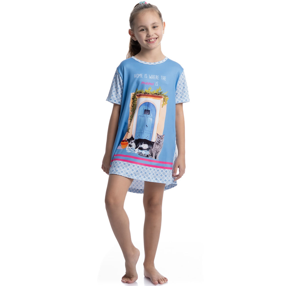 Camisão Curto Infantil Cats - Imagem 3 - Mobile