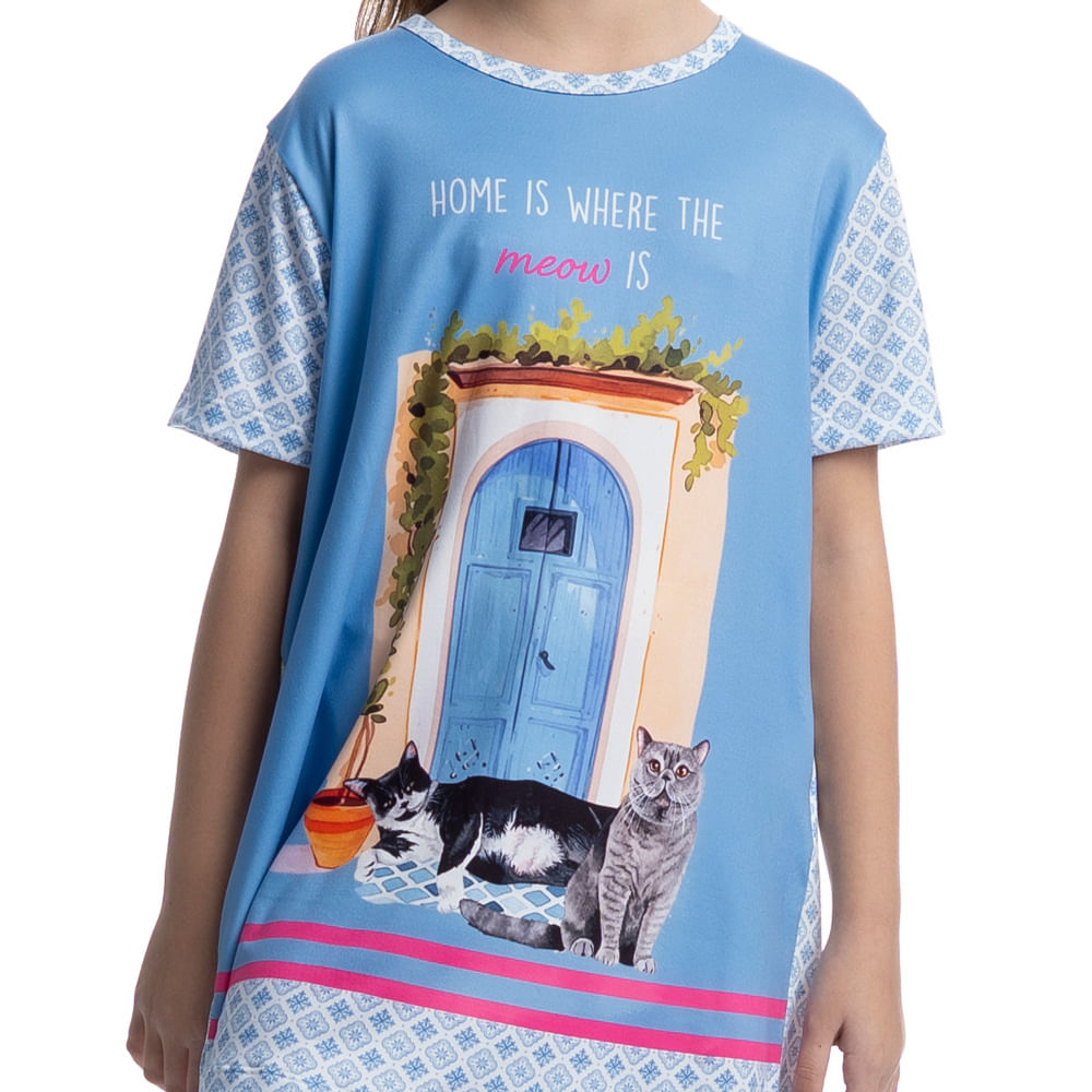 Camisão Curto Infantil Cats - Imagem 5 - Mobile