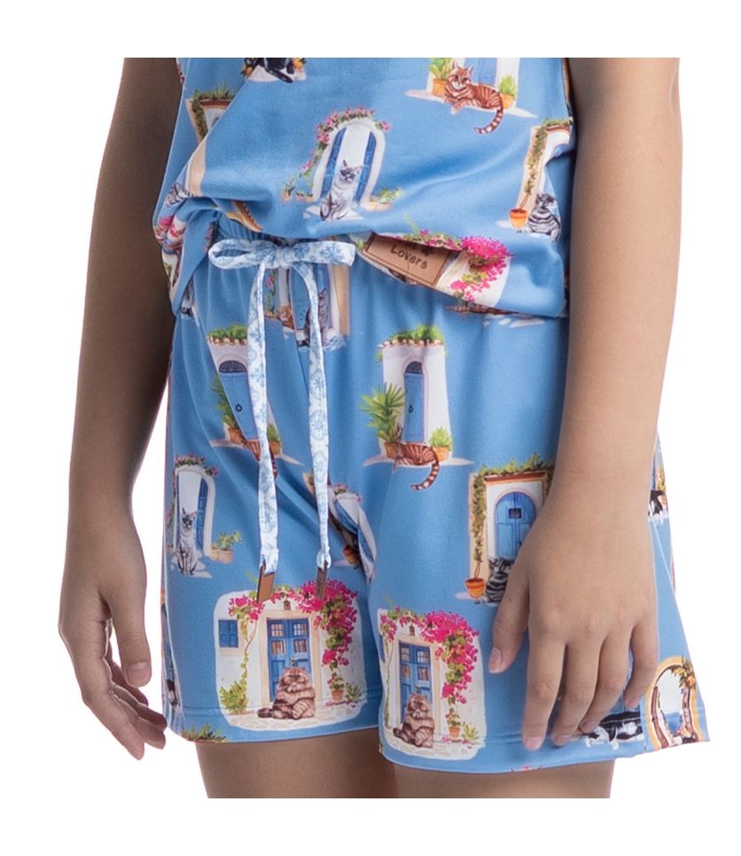 Pijama Infantil Curto Regata Cats - Imagem 5 - Desktop