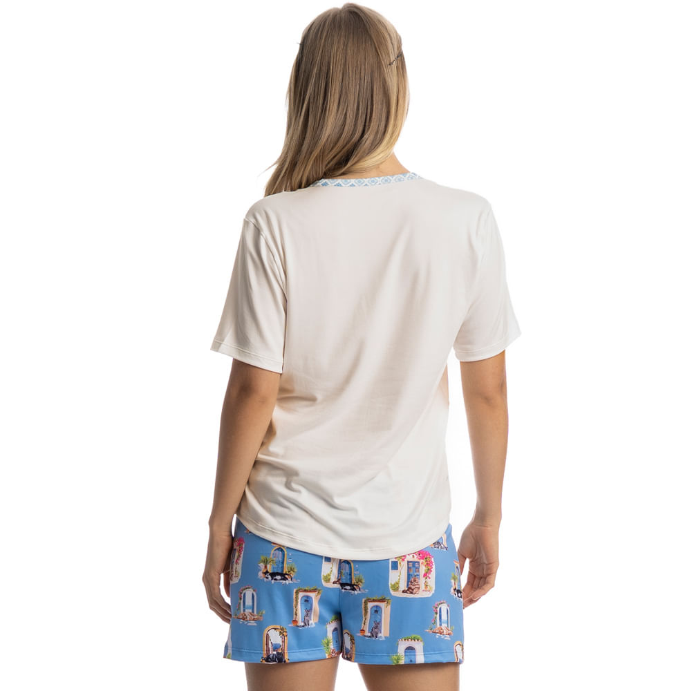 Pijama Curto Cats Azul-2 - Imagem 2