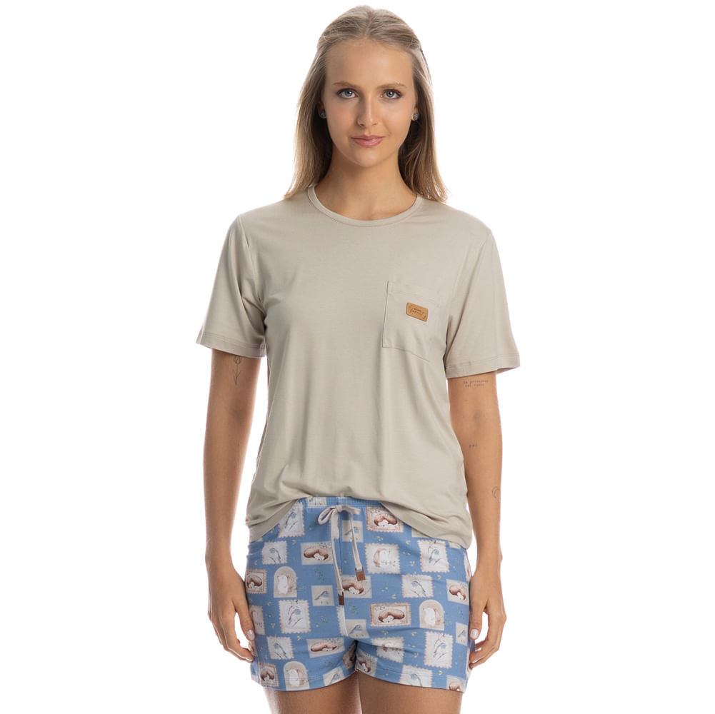 Pijama Feminino Curto Com Bolso Forest - Imagem 1 - Mobile