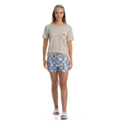 Pijama Feminino Curto Com Bolso Forest - Imagem 3 - Mobile