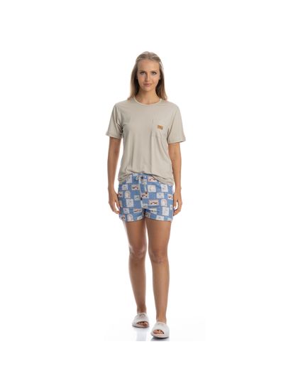 Pijama Feminino Curto Com Bolso Forest - Imagem 3 - Desktop