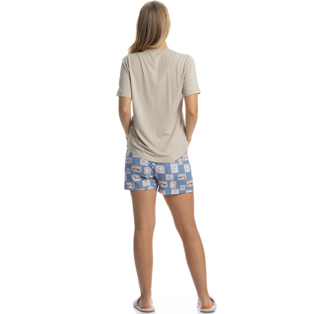 Pijama Feminino Curto Com Bolso Forest - Imagem 4 - Mobile