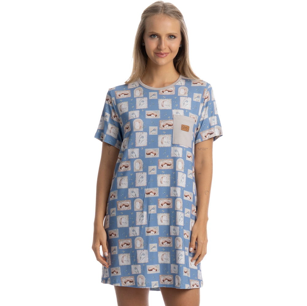 Camisão Com Bolso Forest Azul - Imagem 1