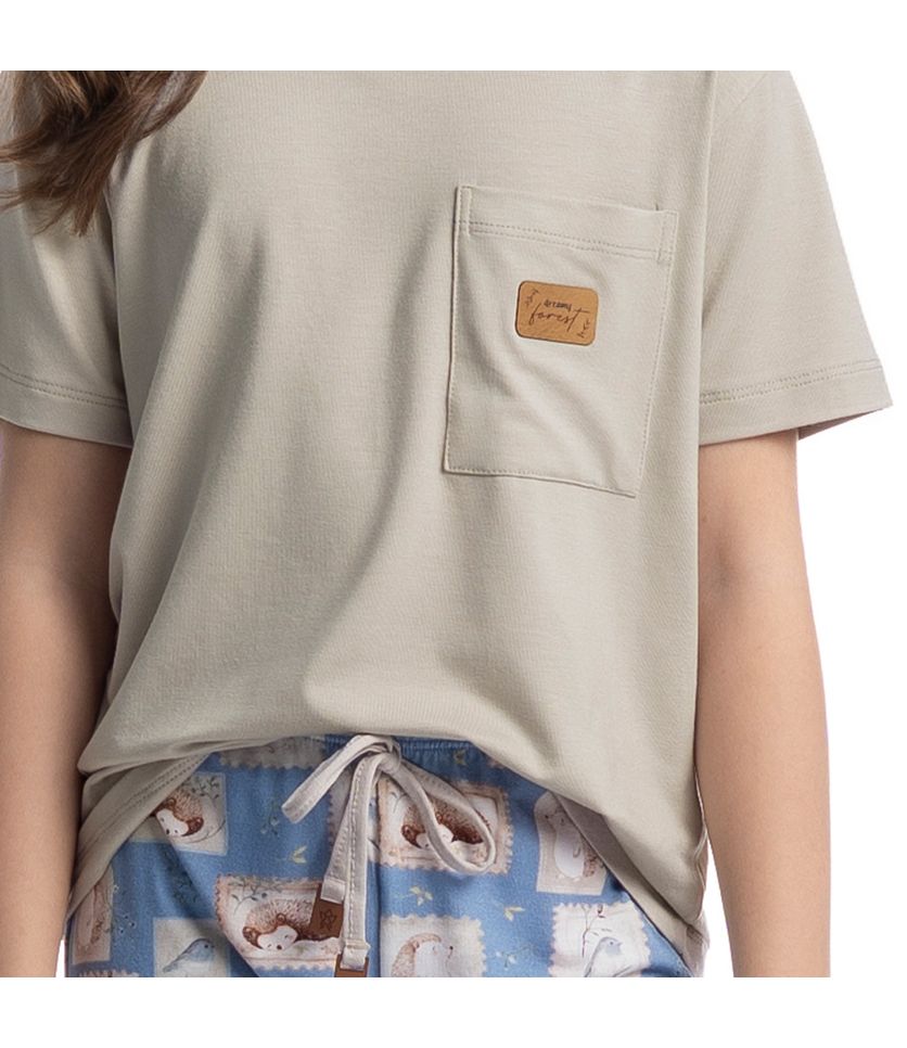 Pijama Infantil Curto Com Bolso Forest - Imagem 5 - Desktop