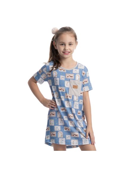 Camisão Infantil Com Bolso Forest Azul - Imagem 1