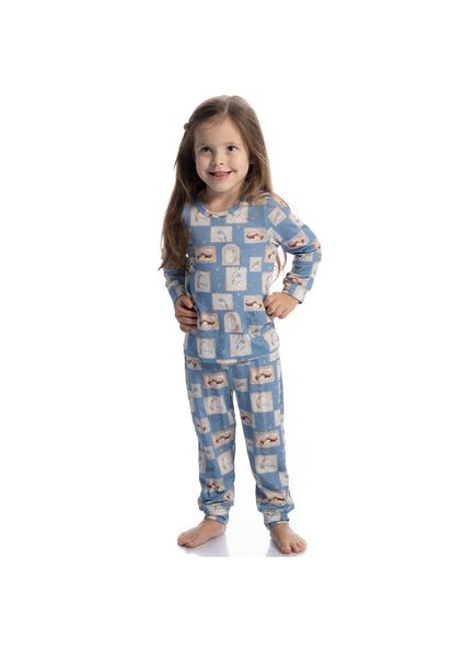 Pijama Infantil Longo Forest Azul - Imagem 1