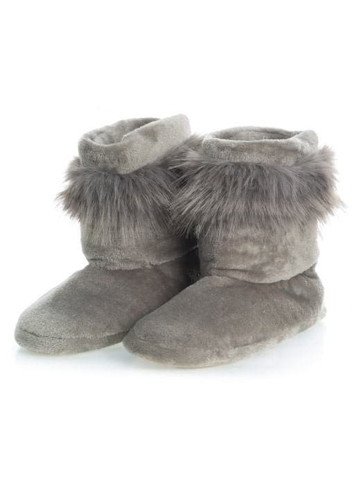 Bota Feminina Com Pelo Gianne Cinza - Imagem 1