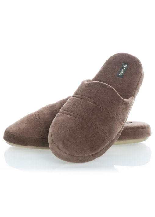 Chinelo Masculino Em Plush Vicenzo Fechado Marrom - Imagem 1