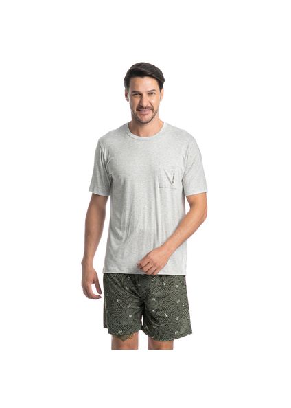 Pijama Masculino Curto Com Bolso Henri Tombini Verde - Imagem 1