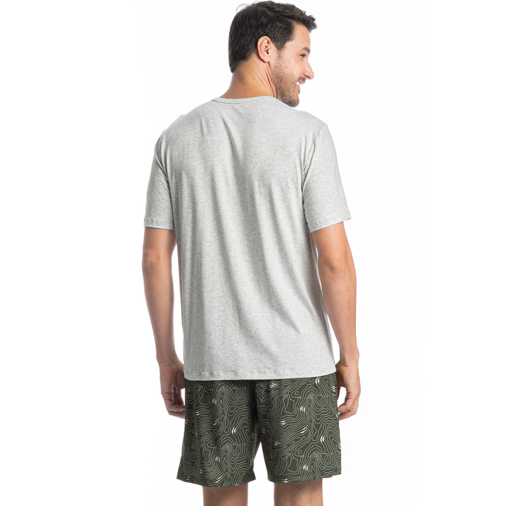 Pijama Masculino Curto Com Bolso Henri Tombini Verde - Imagem 2