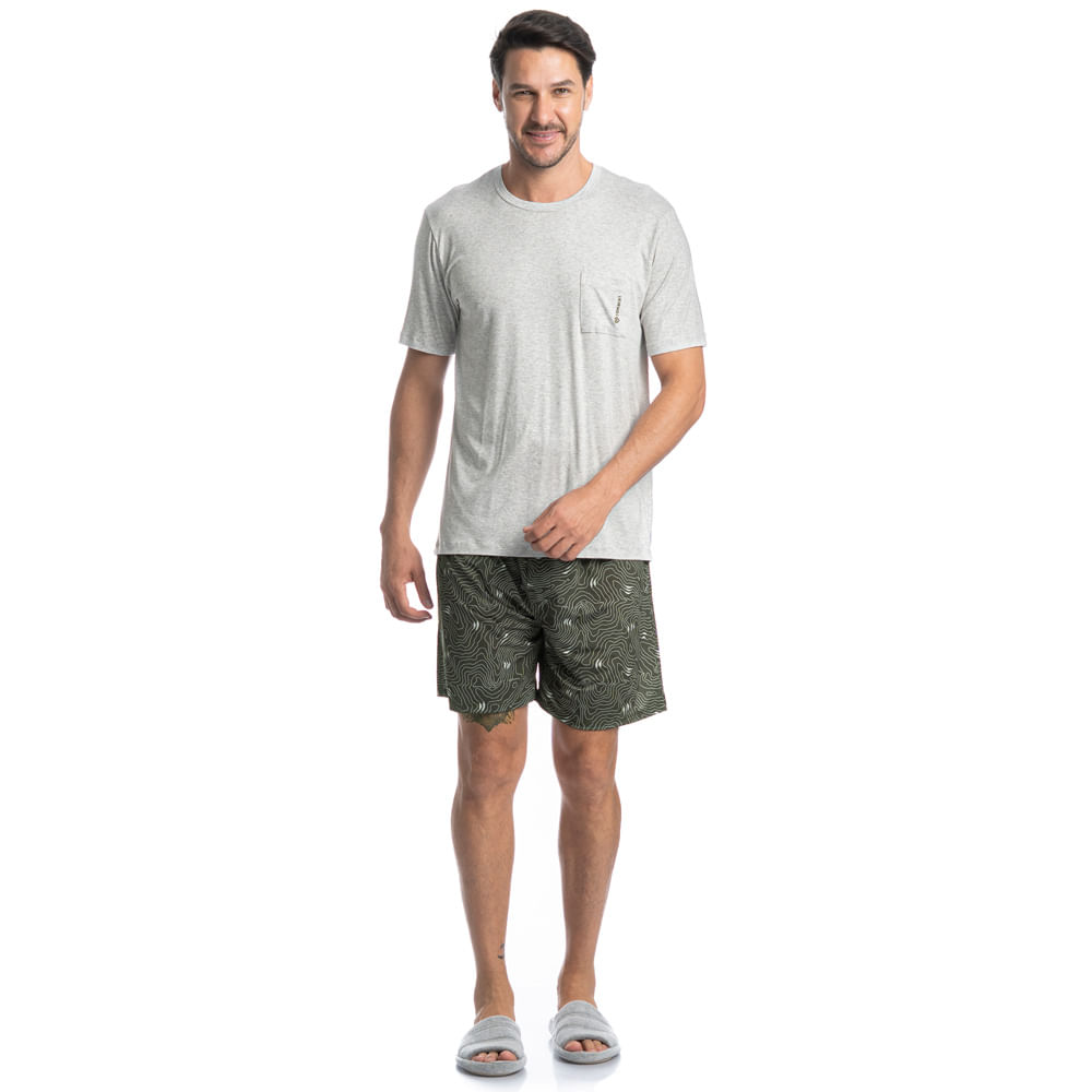 Pijama Masculino Curto Com Bolso Henri Tombini - Imagem 3 - Mobile