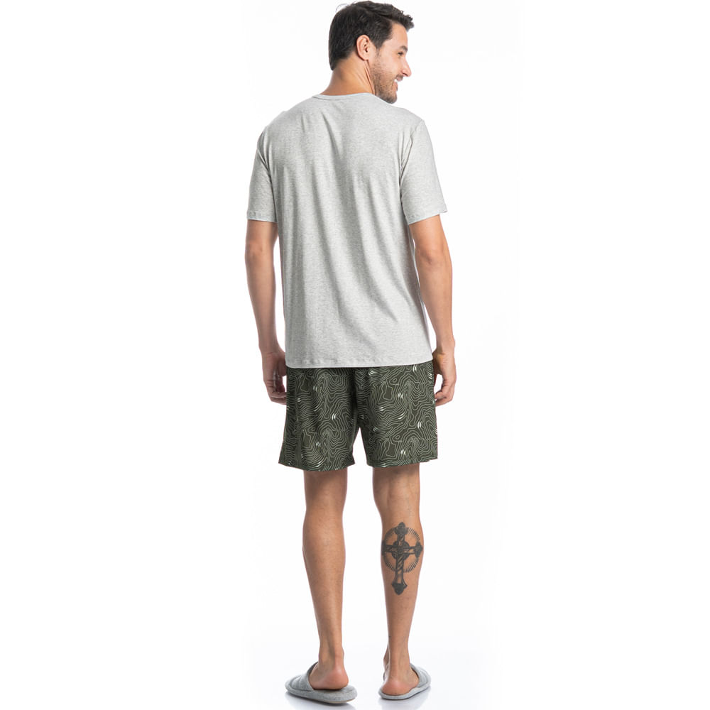 Pijama Masculino Curto Com Bolso Henri Tombini - Imagem 4 - Mobile