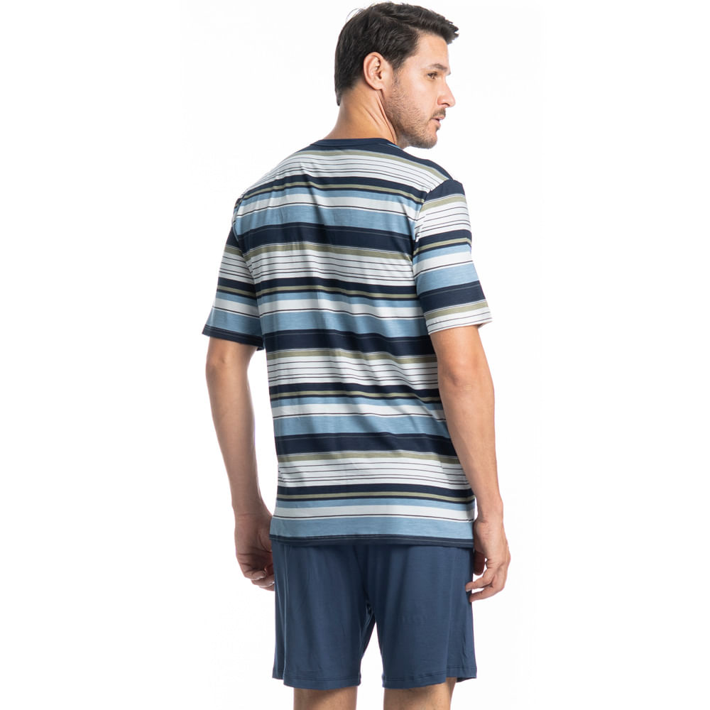 Pijama Masculino Curto José Tombini Azul-marinho - Imagem 2
