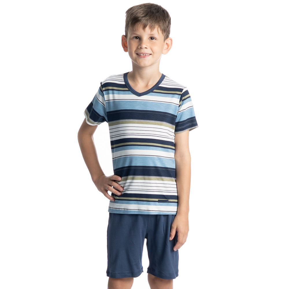 Pijama Curto Infantil José Tombini Azul-marinho - Imagem 1