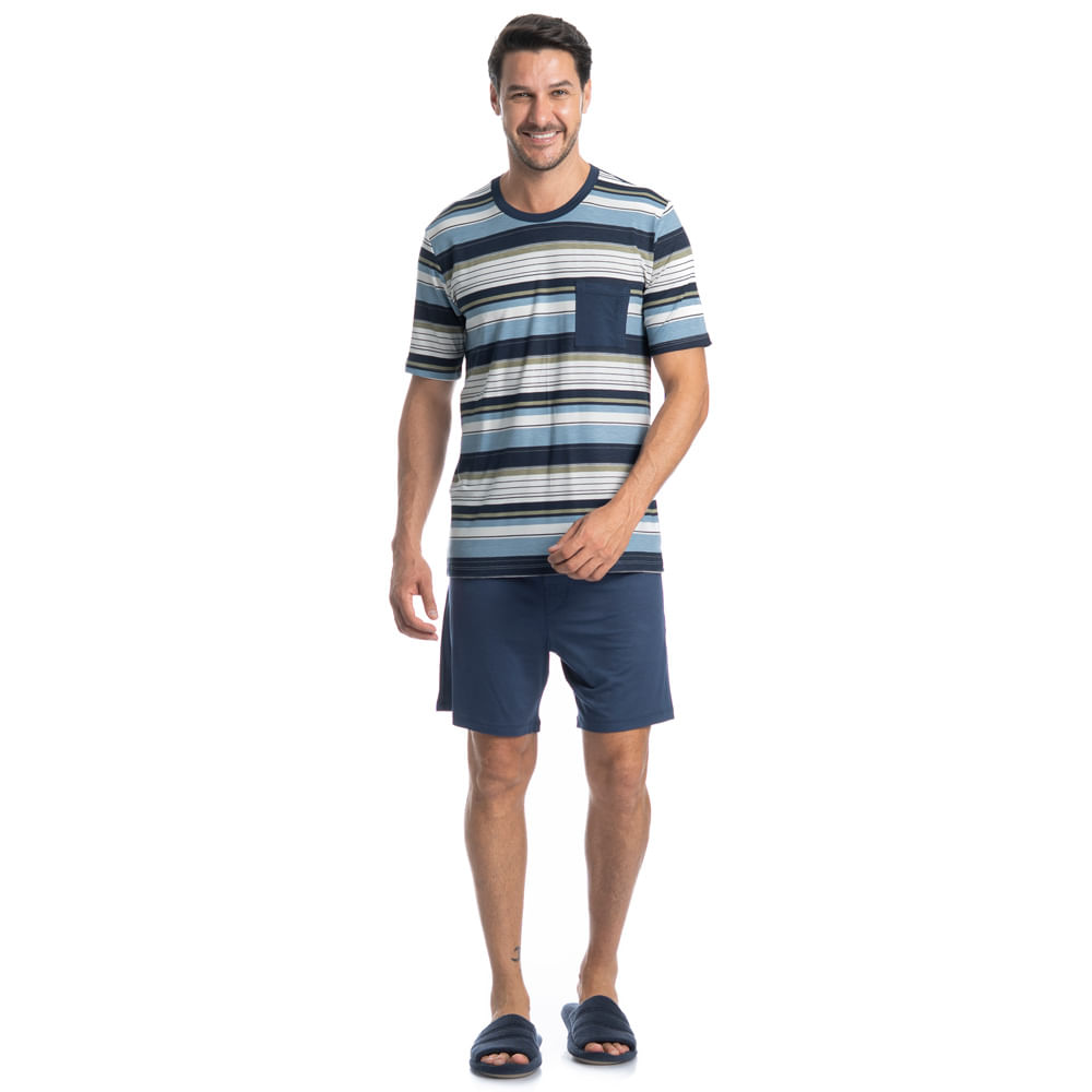 Pijama Masculino Curto Com Bolso José Tombini - Imagem 3 - Mobile