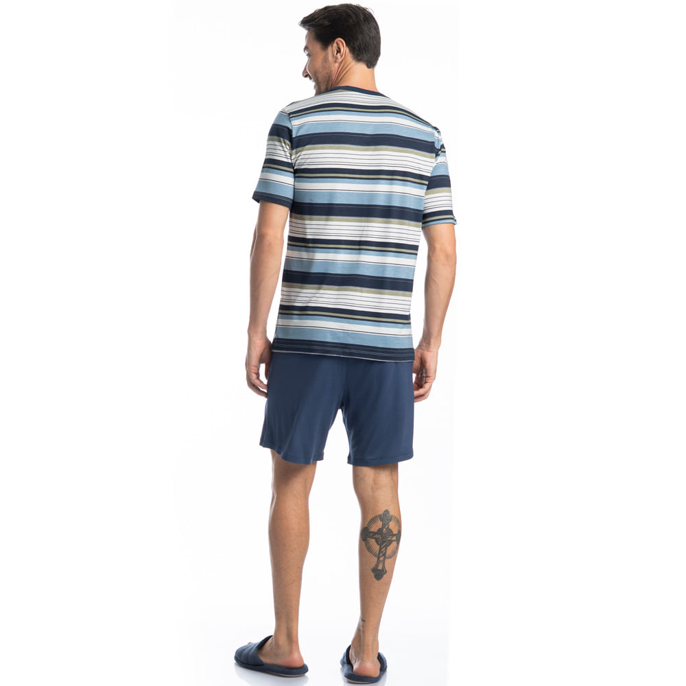Pijama Masculino Curto Com Bolso José Tombini - Imagem 4 - Mobile