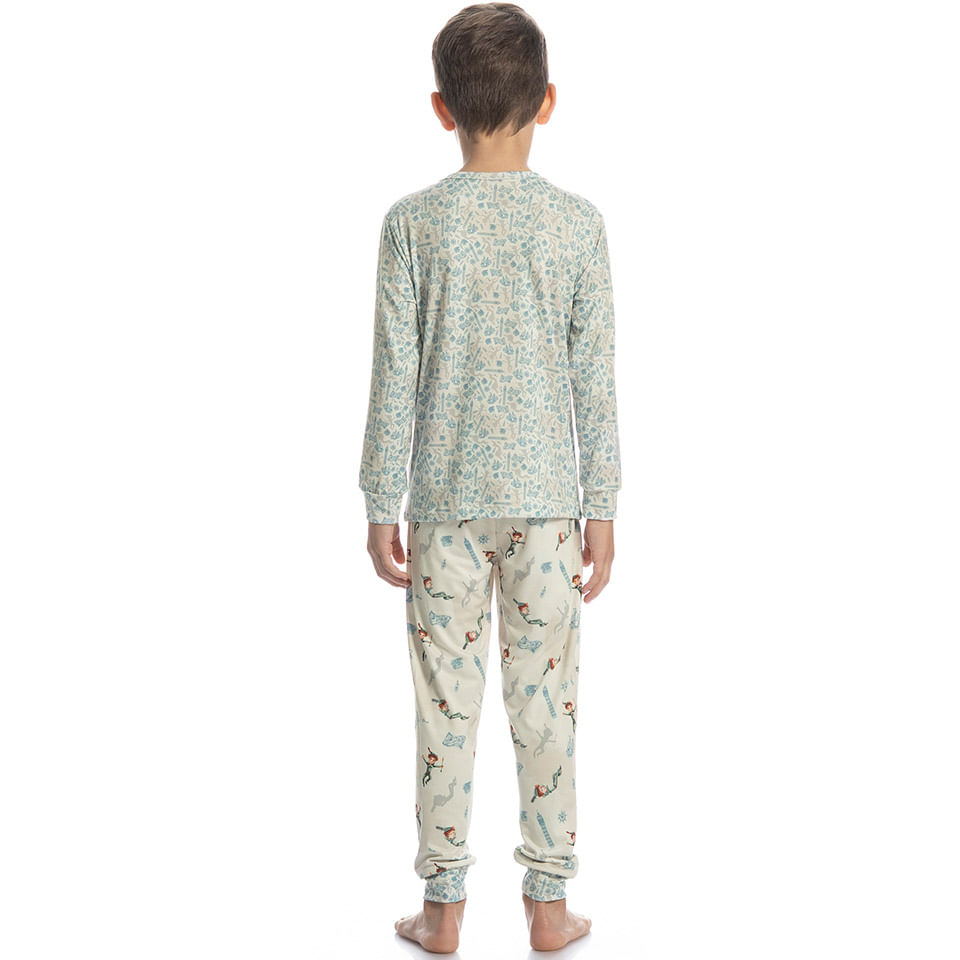 Pijama Infantil Longo Com Punho Peter Pan - Imagem 4 - Mobile