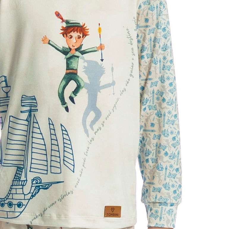 Pijama Infantil Longo Com Punho Peter Pan - Imagem 5 - Mobile