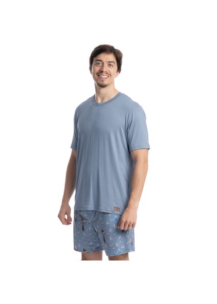 Pijama Masculino Curto Chapeleiro Azul - Imagem 1