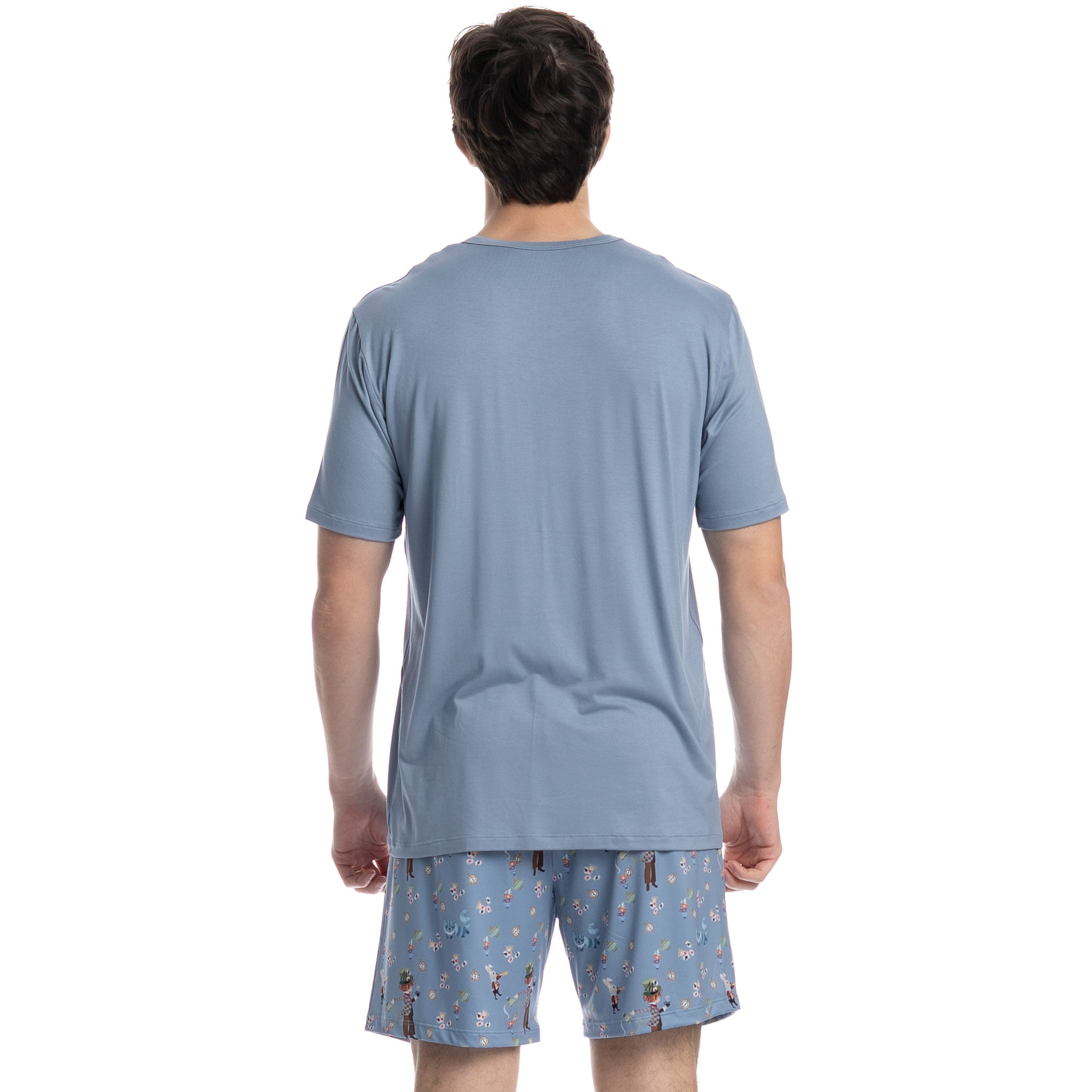 Pijama Masculino Curto Chapeleiro Azul - Imagem 2