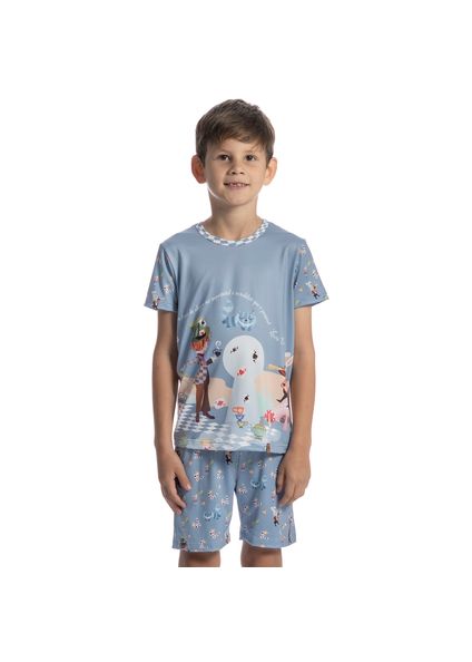 Pijama Infantil Curto Chapeleiro Azul - Imagem 1