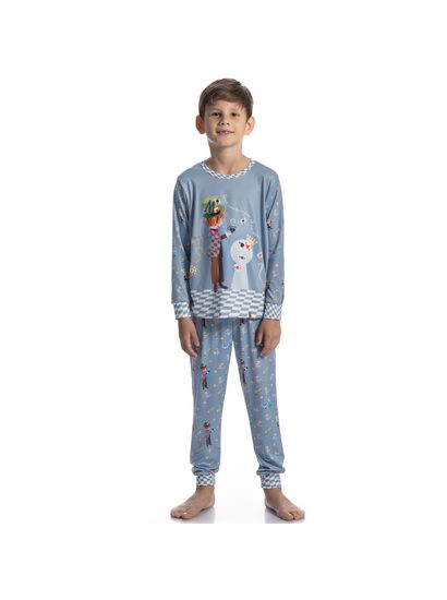 Pijama Infantil Longo Com Punho Chapeleiro - Imagem 3 - Desktop