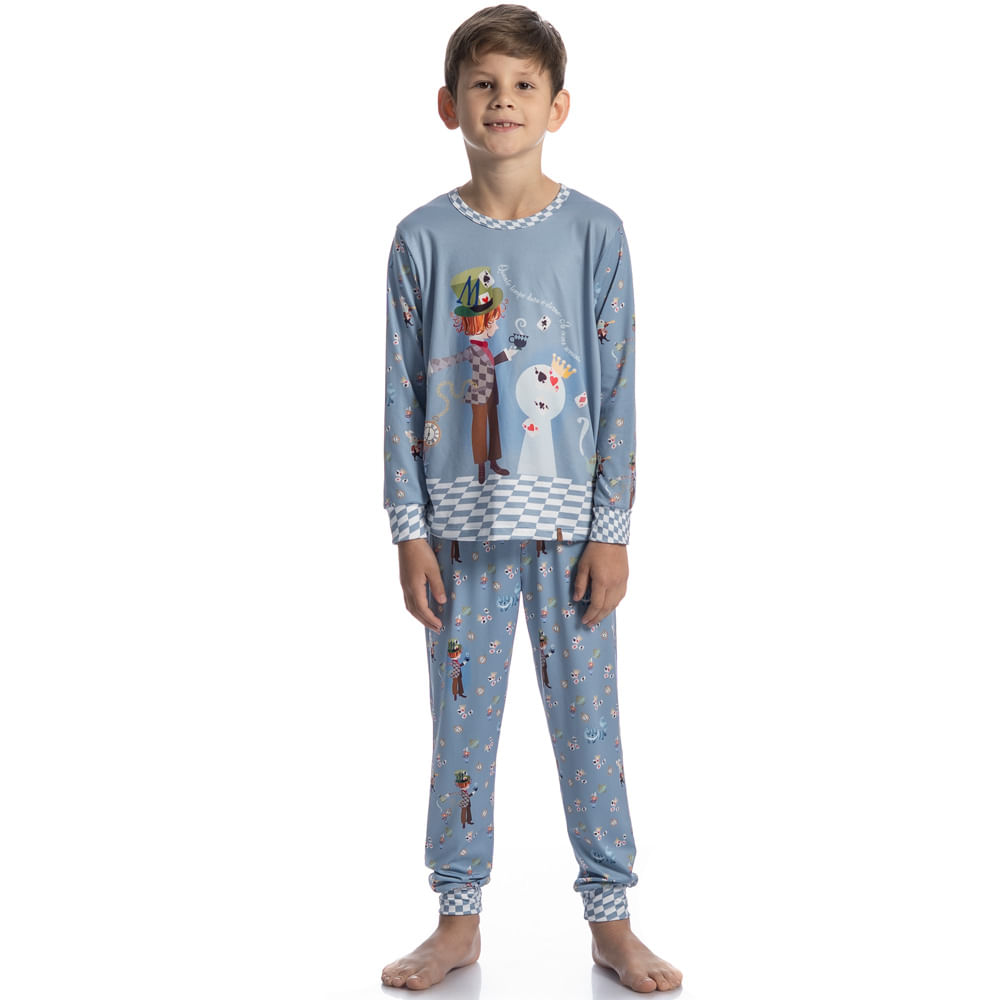 Pijama Infantil Longo Com Punho Chapeleiro - Imagem 3 - Mobile