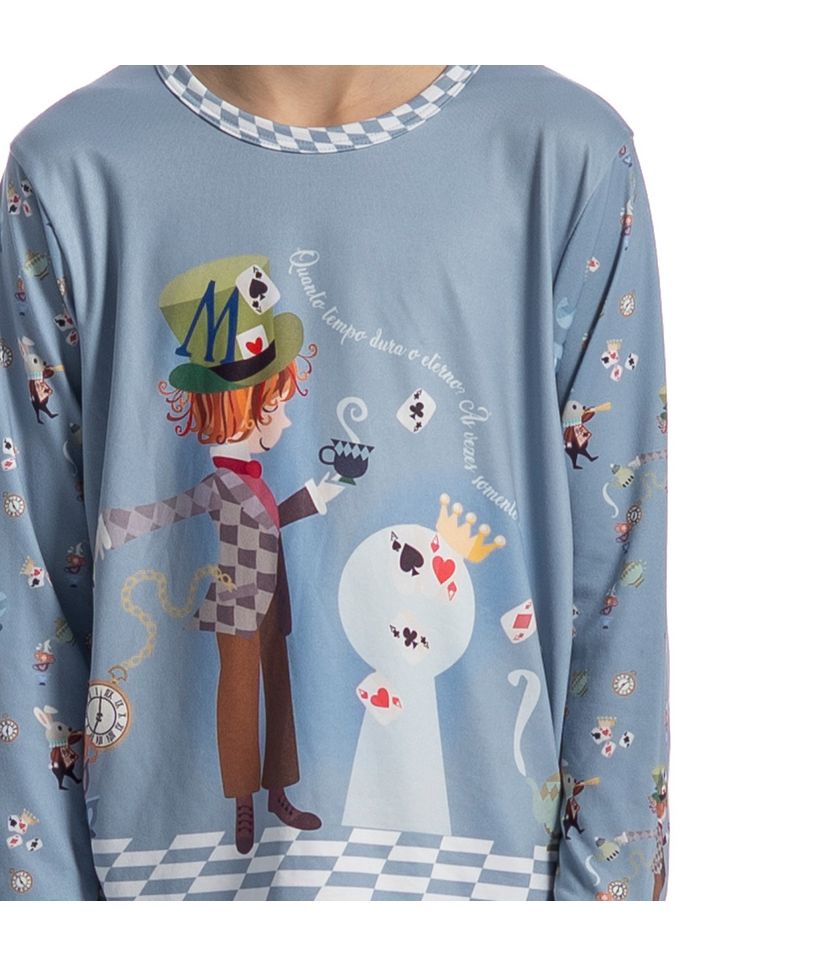 Pijama Infantil Longo Com Punho Chapeleiro - Imagem 5 - Desktop