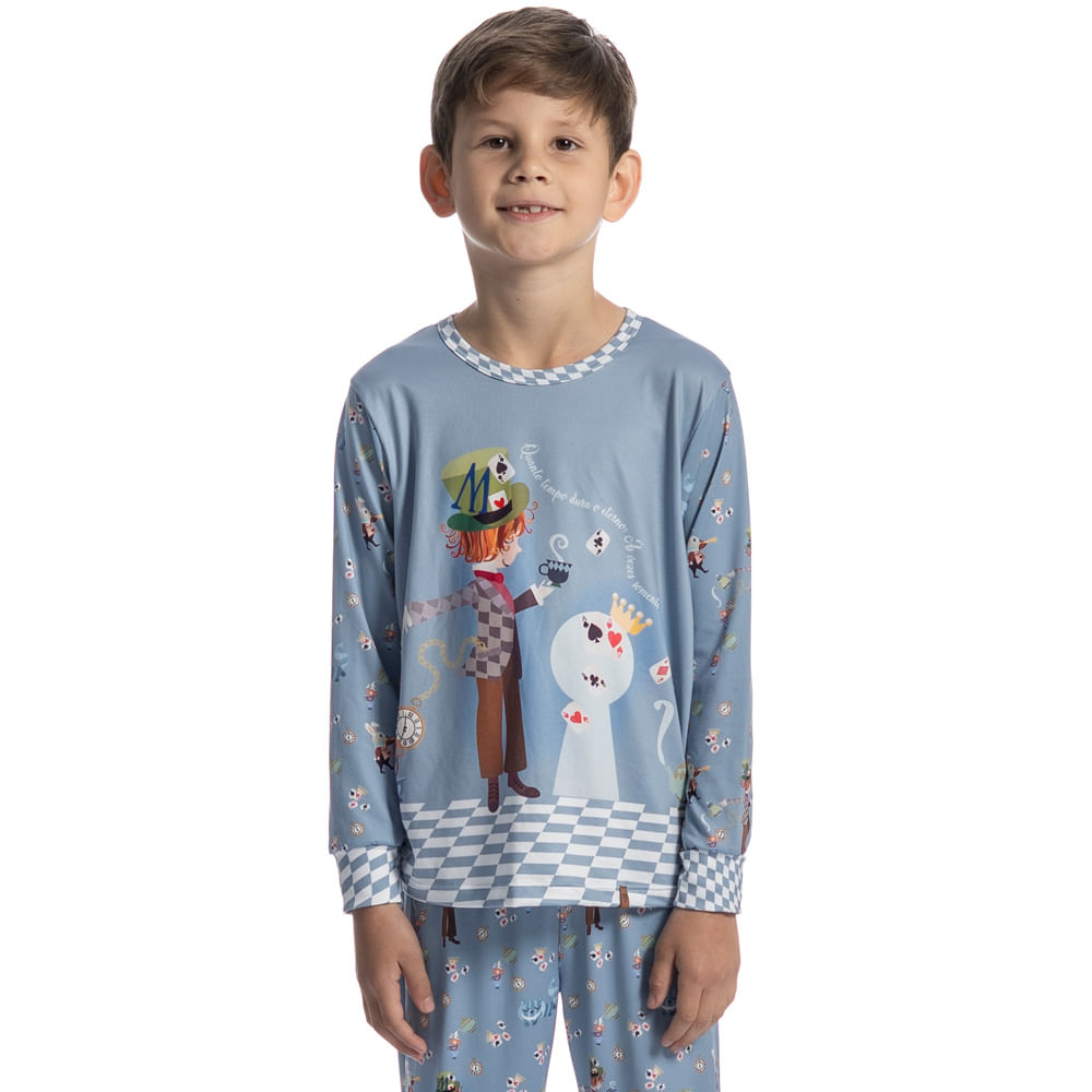 Pijama Infantil Longo Com Punho Chapeleiro - Imagem 1