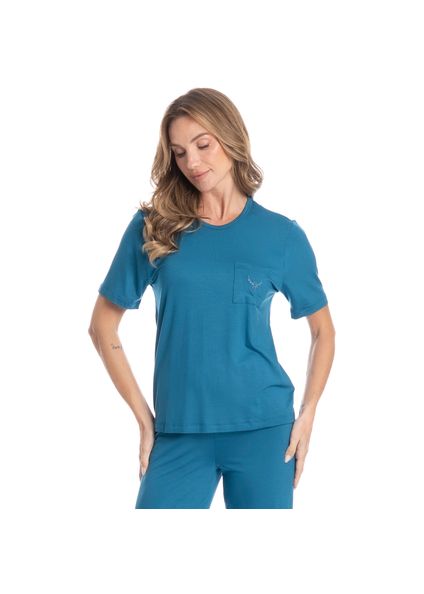 Pijama Feminino Capri Lisa Azul-2 - Imagem 1