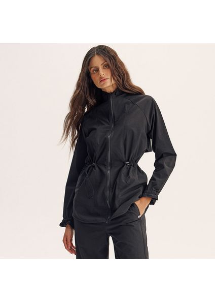 Parka Alongada Com Bolso Flex Vivame Preto - Imagem 1