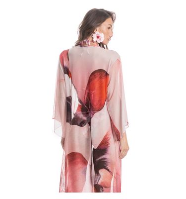 Kaftan De Tule Com Manga Alba - Imagem 2 - Mobile