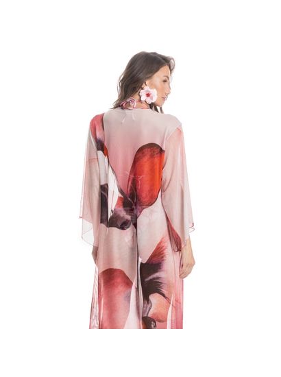 Kaftan De Tule Com Manga Alba - Imagem 2 - Desktop