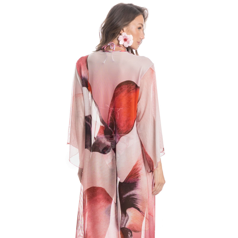 Kaftan De Tule Com Manga Alba Rosa - Imagem 2