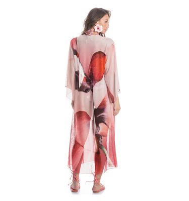 Kaftan De Tule Com Manga Alba - Imagem 4 - Mobile