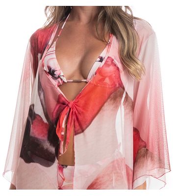 Kaftan De Tule Com Manga Alba - Imagem 5 - Mobile