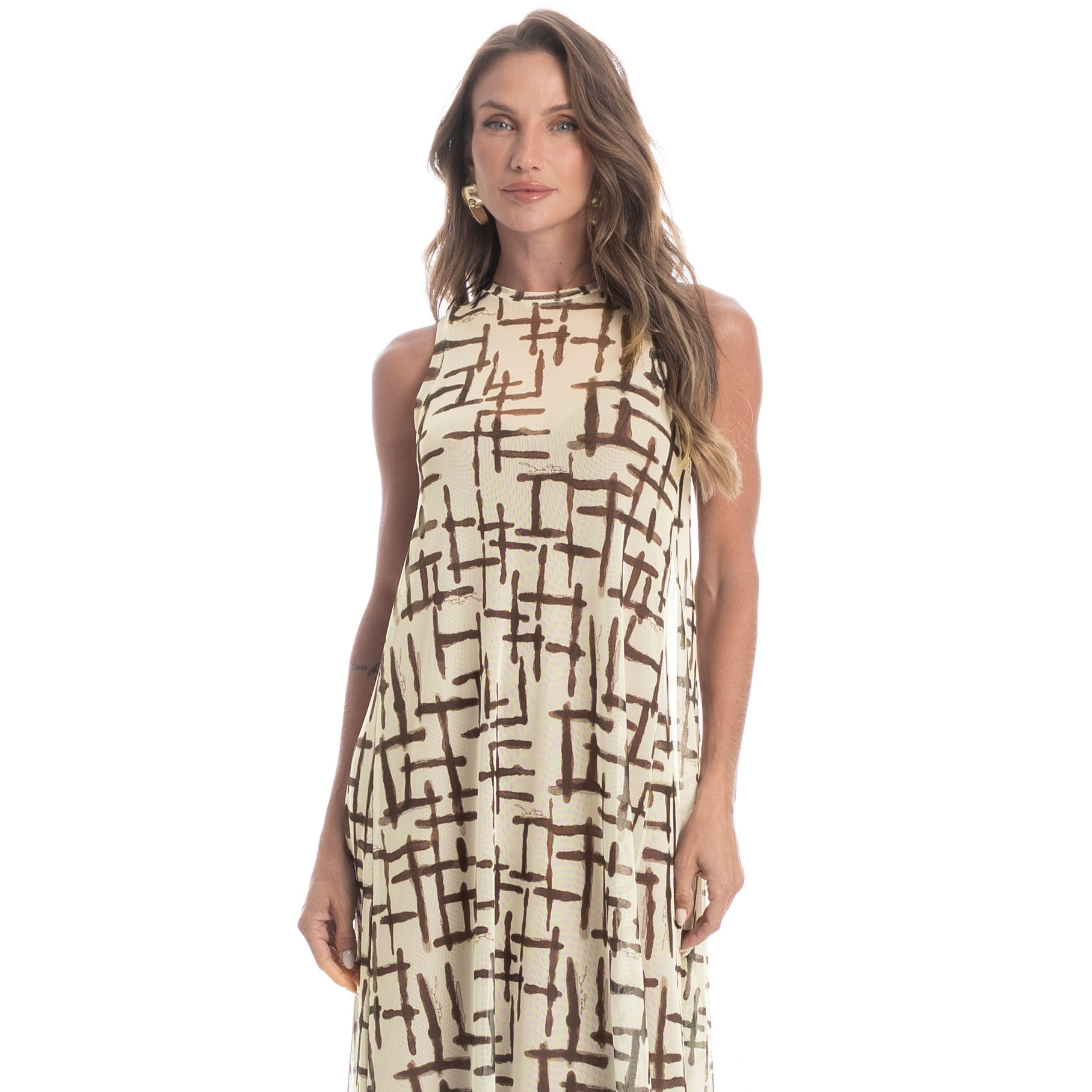 Vestido Amplo De Tule Xadrez - Imagem 1