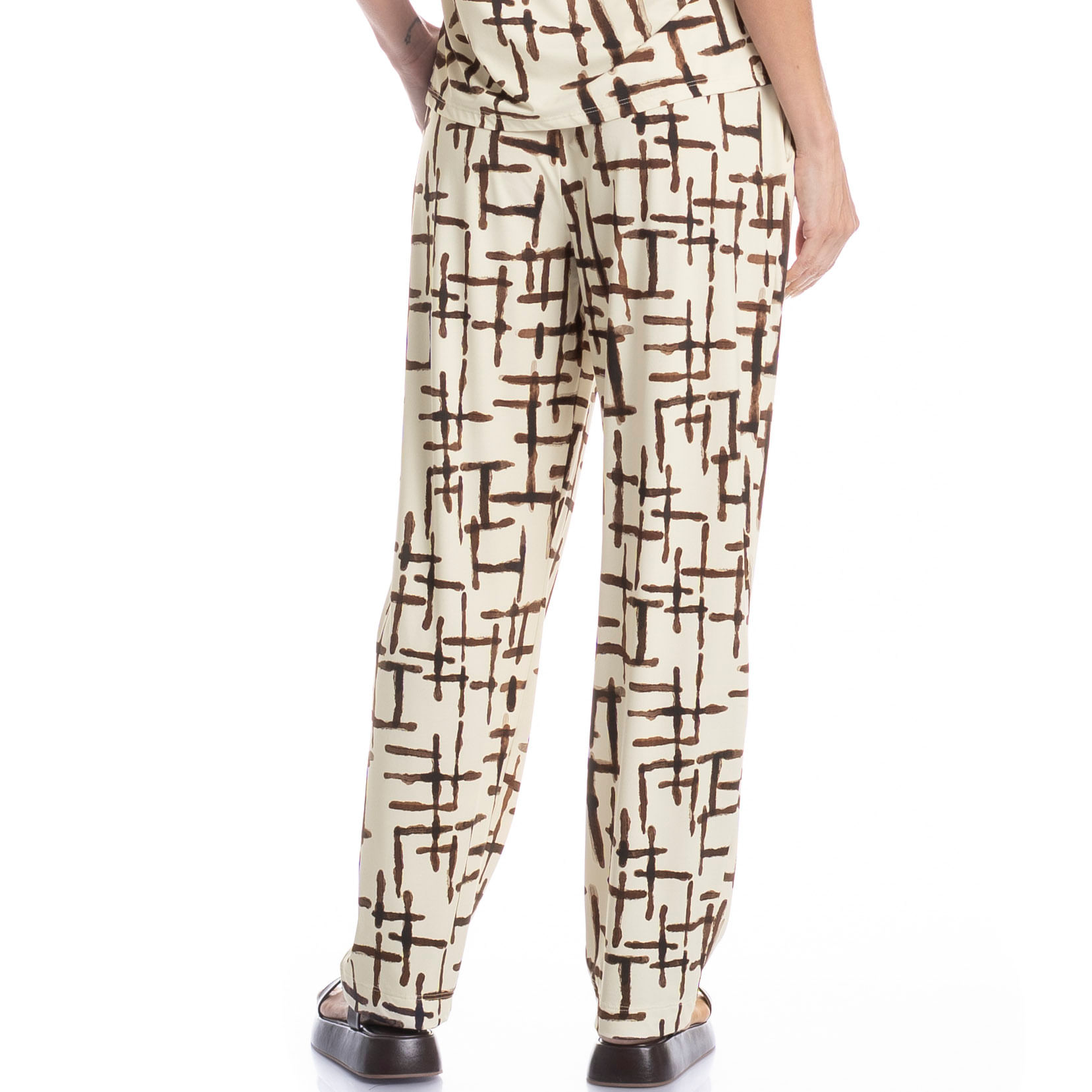 Calça Feminina Com Bolso Xadrez Branco - Imagem 2