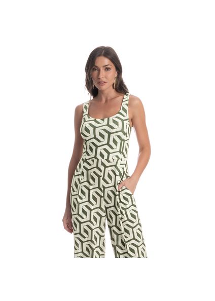 Macacão Estampado Com Bolso Verdena Verde - Imagem 1