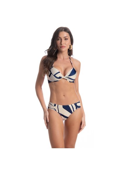 Biquíni Meia Taça Franzida Média Azzurra Azul-marinho - Imagem 1