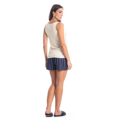 Pijama Feminino Curto Regata Stripes - Imagem 4 - Mobile