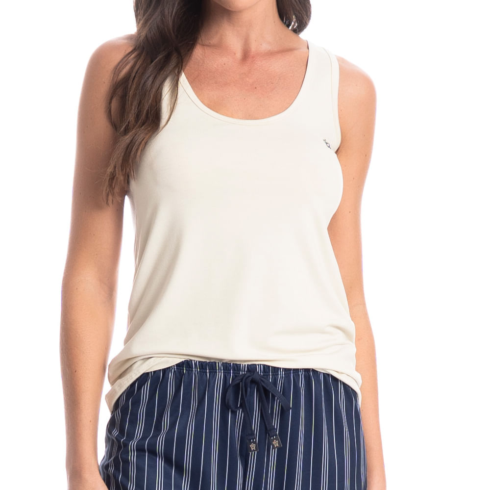 Pijama Feminino Curto Regata Stripes - Imagem 5 - Mobile