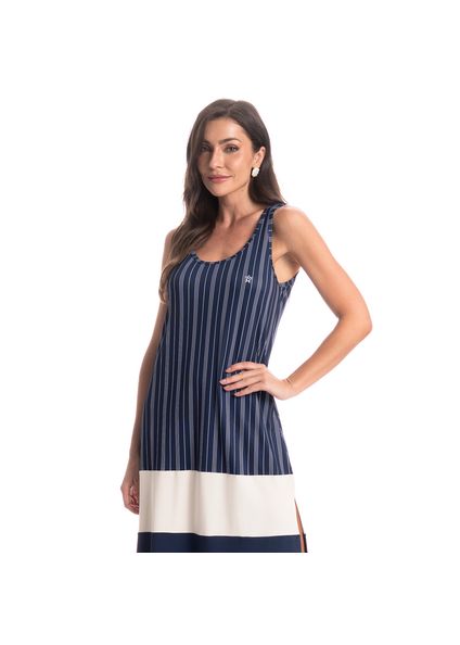 Vestido Midi Regata Stripes Azul-marinho - Imagem 1